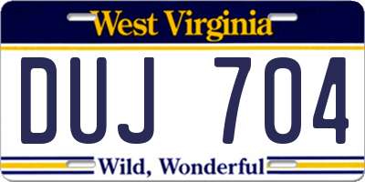 WV license plate DUJ704