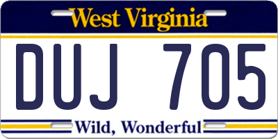 WV license plate DUJ705