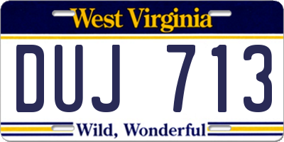 WV license plate DUJ713
