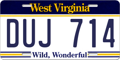 WV license plate DUJ714