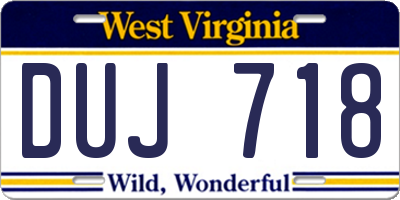 WV license plate DUJ718