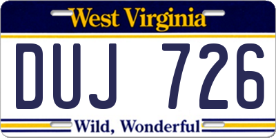 WV license plate DUJ726