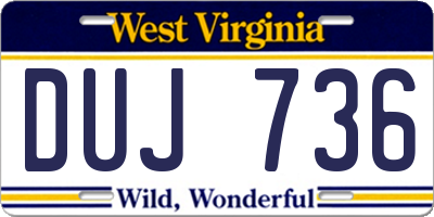 WV license plate DUJ736