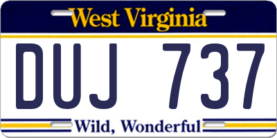 WV license plate DUJ737