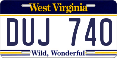 WV license plate DUJ740