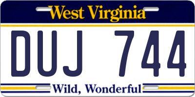 WV license plate DUJ744
