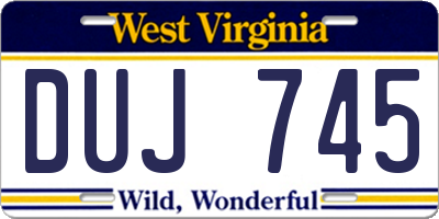 WV license plate DUJ745