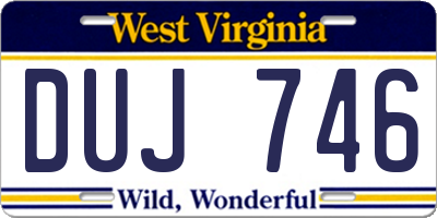 WV license plate DUJ746