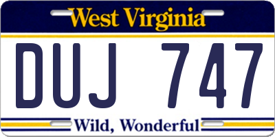 WV license plate DUJ747