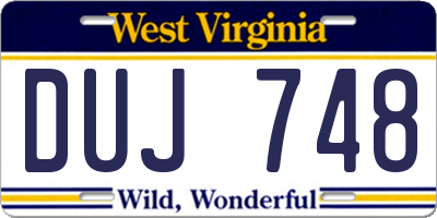WV license plate DUJ748