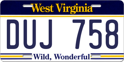 WV license plate DUJ758