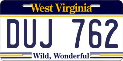 WV license plate DUJ762