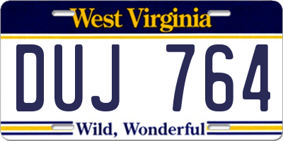 WV license plate DUJ764