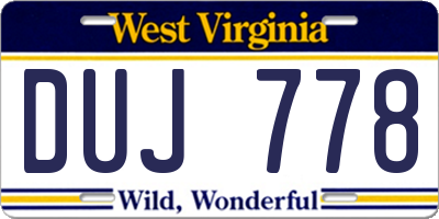 WV license plate DUJ778