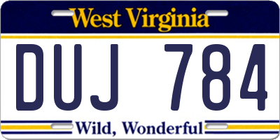 WV license plate DUJ784
