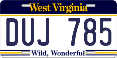 WV license plate DUJ785