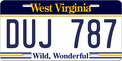 WV license plate DUJ787