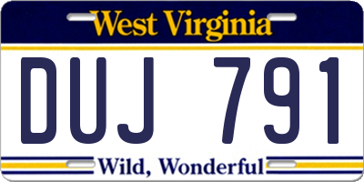 WV license plate DUJ791