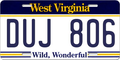 WV license plate DUJ806