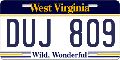 WV license plate DUJ809