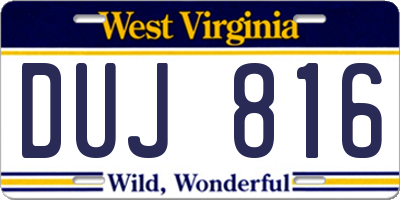 WV license plate DUJ816