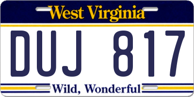 WV license plate DUJ817