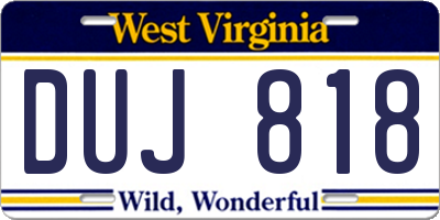 WV license plate DUJ818