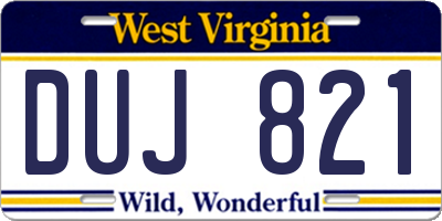 WV license plate DUJ821