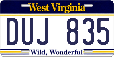 WV license plate DUJ835