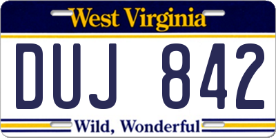 WV license plate DUJ842
