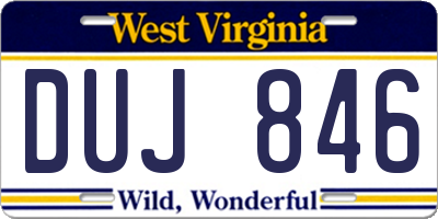 WV license plate DUJ846