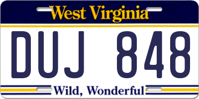 WV license plate DUJ848