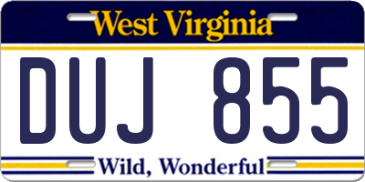 WV license plate DUJ855