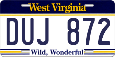 WV license plate DUJ872