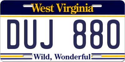 WV license plate DUJ880