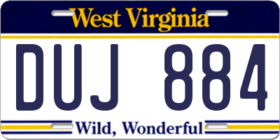 WV license plate DUJ884