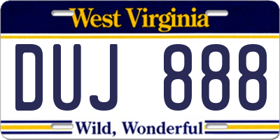 WV license plate DUJ888