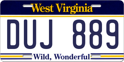 WV license plate DUJ889