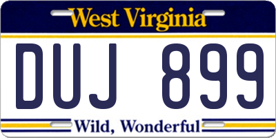 WV license plate DUJ899