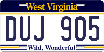 WV license plate DUJ905