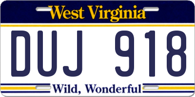 WV license plate DUJ918