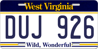 WV license plate DUJ926