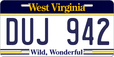 WV license plate DUJ942