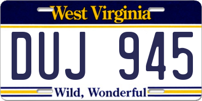 WV license plate DUJ945