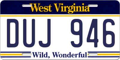 WV license plate DUJ946