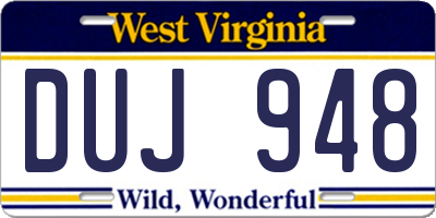 WV license plate DUJ948