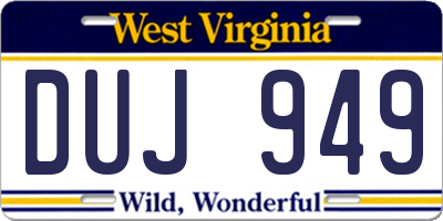 WV license plate DUJ949