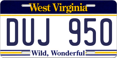 WV license plate DUJ950