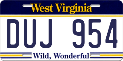 WV license plate DUJ954
