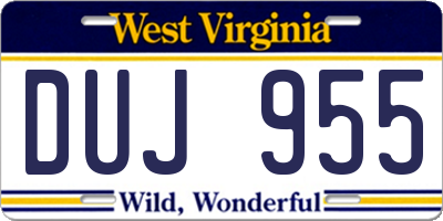 WV license plate DUJ955